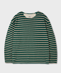 AMFEAST（アンフィースト）の「テリーストライプロングスリーブTシャツグリーン（Tシャツ/カットソー）」