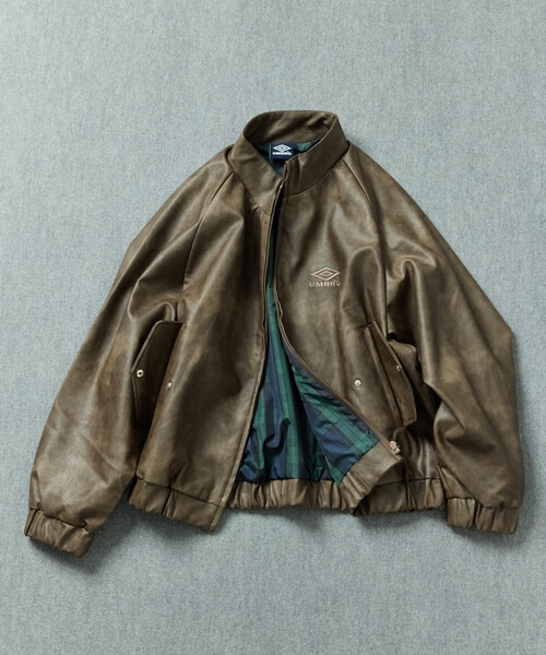 セール】UMBRO/アンブロ SP Leatherette Stand Collar Blouson/別注