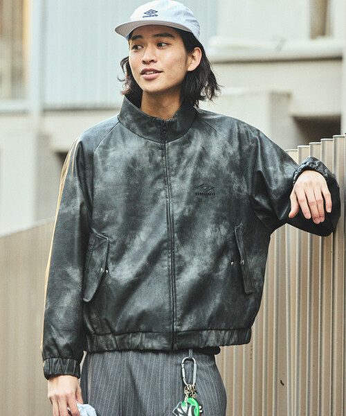 セール】UMBRO/アンブロ SP Leatherette Stand Collar Blouson/別注