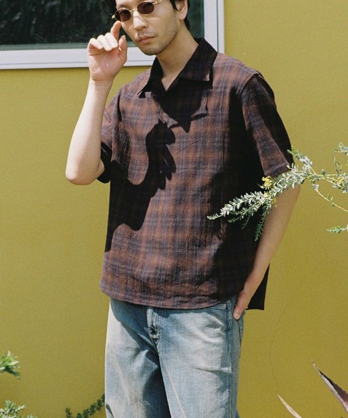 LIDNM(リドム)の「CREPE COTTON PLAID SHIRT(シャツ/ブラウス・メンズ・ブラウン系その他・SMALL/MEDIUM)」の3枚目の写真