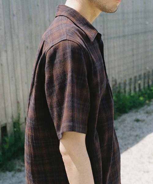 LIDNM(リドム)の「CREPE COTTON PLAID SHIRT(シャツ/ブラウス・メンズ・ブラウン系その他・SMALL/MEDIUM)」の4枚目の写真