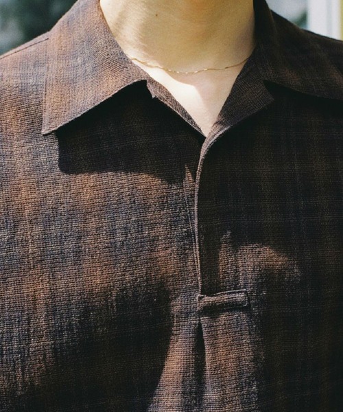 LIDNM(リドム)の「CREPE COTTON PLAID SHIRT(シャツ/ブラウス・メンズ・ブラウン系その他・SMALL/MEDIUM)」の8枚目の写真