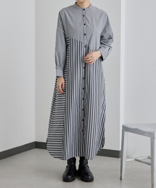 ストライプシャツワンピース(38 SAX): ワンピース｜PMbox P&M OFFICIAL ONLINE STORE (ピーエムボックス  ピーアンドエム公式オンラインストア) BOSS グレー ストライプ ワンピース 32