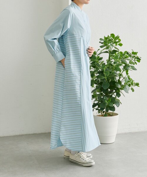 ear PAPILLONNER（イアパピヨネ）の「ストライプシャツワンピース【SUM1 STYLE】（ワンピース・レディース・グレー/ブルー・FREE）」の12枚目の写真