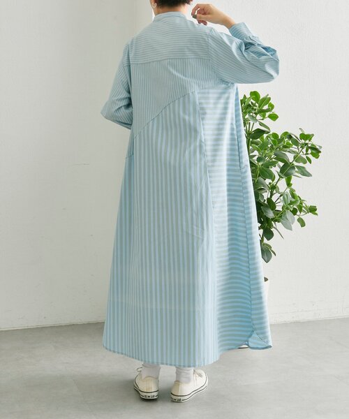 ear PAPILLONNER（イアパピヨネ）の「ストライプシャツワンピース【SUM1 STYLE】（ワンピース・レディース・グレー/ブルー・FREE）」の10枚目の写真