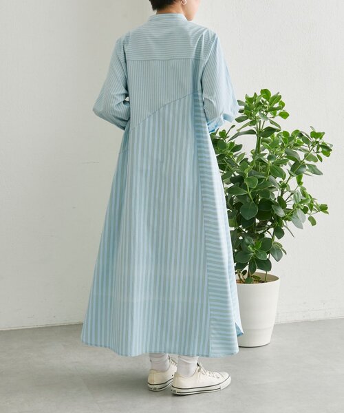 ear PAPILLONNER（イアパピヨネ）の「ストライプシャツワンピース【SUM1 STYLE】（ワンピース・レディース・グレー/ブルー・FREE）」の9枚目の写真