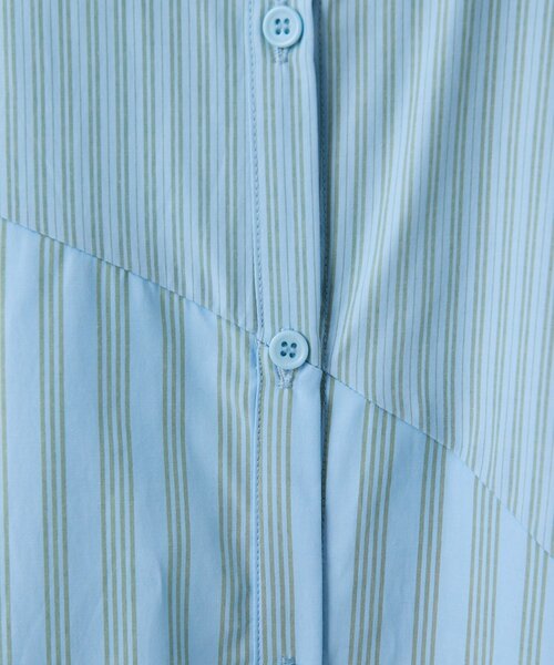 ear PAPILLONNER（イアパピヨネ）の「ストライプシャツワンピース【SUM1 STYLE】（ワンピース・レディース・グレー/ブルー・FREE）」の3枚目の写真