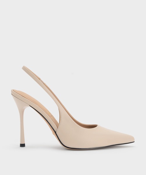CHARLES & KEITH（チャールズ & キース）の「レザースリングバック スティレットパンプス（パンプス・レディース・ブラック系その他7/オートミール・25cm/24.5cm/23.5cm/23cm/22.5cm）」の2枚目の写真