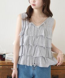 DISCOAT | 前後2WAYフリル前開きベスト(ベスト)