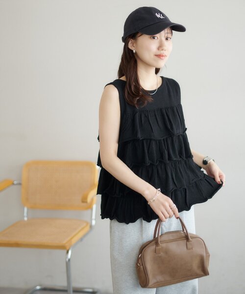 DISCOAT(ディスコート)の「前後2WAYフリル前開きベスト(ベスト・レディース・チャコールグレー/グレー/ブラック・FREE)」の9枚目の写真