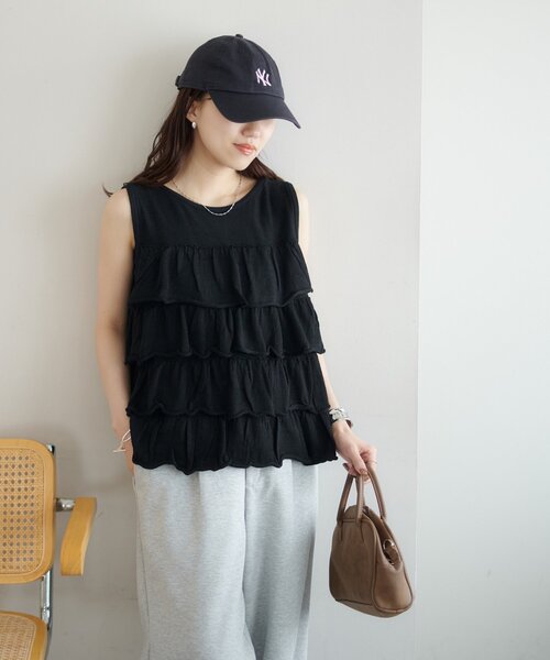 DISCOAT(ディスコート)の「前後2WAYフリル前開きベスト(ベスト・レディース・チャコールグレー/グレー/ブラック・FREE)」の11枚目の写真