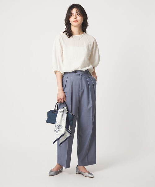 green label relaxing(グリーンレーベルリラクシング)の「サッカー タックスリーブ プルオーバー カットソー(Tシャツ/カットソー・レディース・ブラック/オリーブ/ライトブルー/ホワイト/イエロー・FREE)」の21枚目の写真