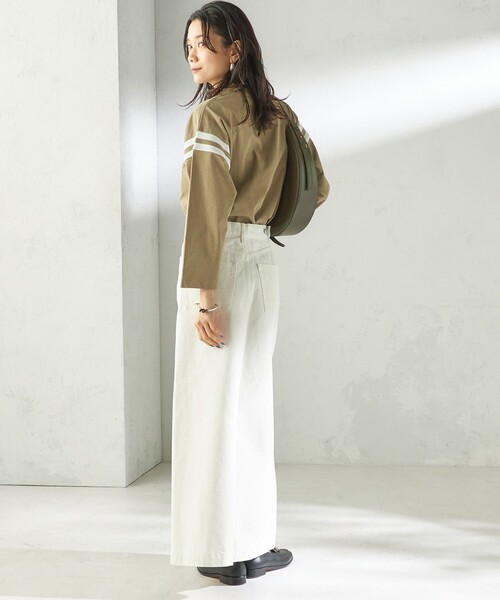 SHIPS(シップス)の「NINE CASE:〈洗濯機可能〉七分袖 フットボール TEE(Tシャツ/カットソー・レディース・ベージュ/ダークグレー・ONE SIZE)」の13枚目の写真