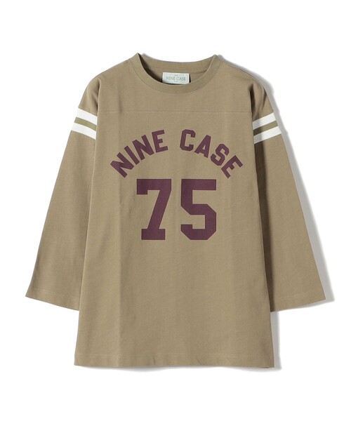 SHIPS(シップス)の「NINE CASE:〈洗濯機可能〉七分袖 フットボール TEE(Tシャツ/カットソー・レディース・ベージュ/ダークグレー・ONE SIZE)」の21枚目の写真