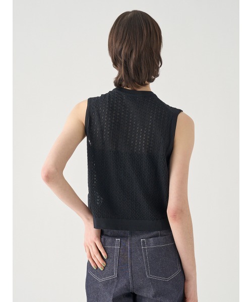 JOHN SMEDLEY(ジョンスメドレー)の「コットンレース編みノースリーブニットトップス(ニット/セーター・レディース・ブラック・S/M)」の6枚目の写真