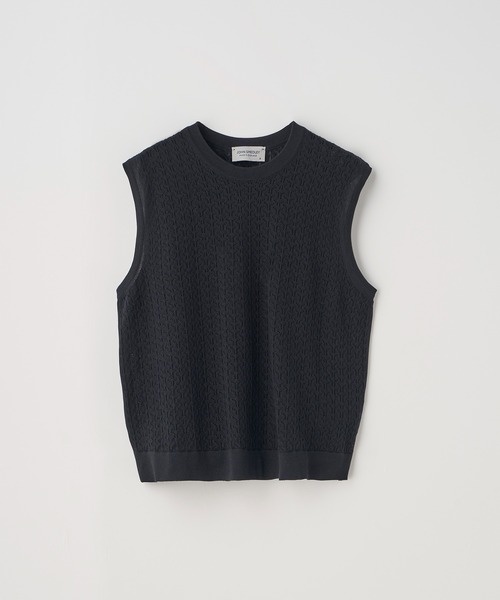 JOHN SMEDLEY(ジョンスメドレー)の「コットンレース編みノースリーブニットトップス(ニット/セーター・レディース・ブラック・S/M)」の2枚目の写真