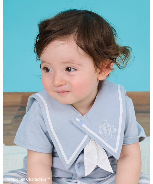kladskap（クレードスコープ）の「【MOOMIN】セーラーカラースタイ（スタイ/よだれかけ・キッズ・オフホワイト/サックスブルー・F）」の2枚目の写真