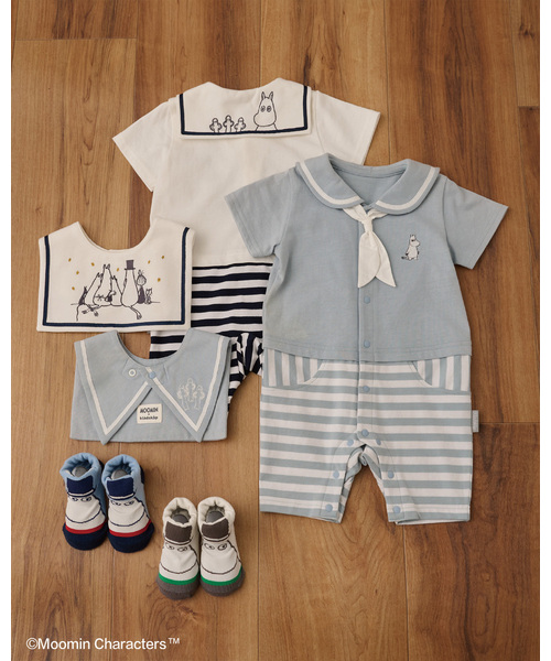 kladskap（クレードスコープ）の「【MOOMIN】セーラーカラースタイ（スタイ/よだれかけ・キッズ・オフホワイト/サックスブルー・F）」の8枚目の写真