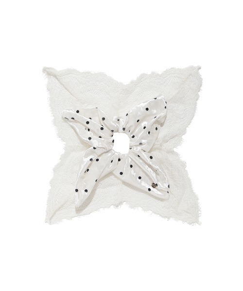 SNIDEL HOME（スナイデルホーム）の「ベロアレースシュシュ（シュシュ・レディース・ピンクベージュ/ブラック/ドット・F）」の9枚目の写真