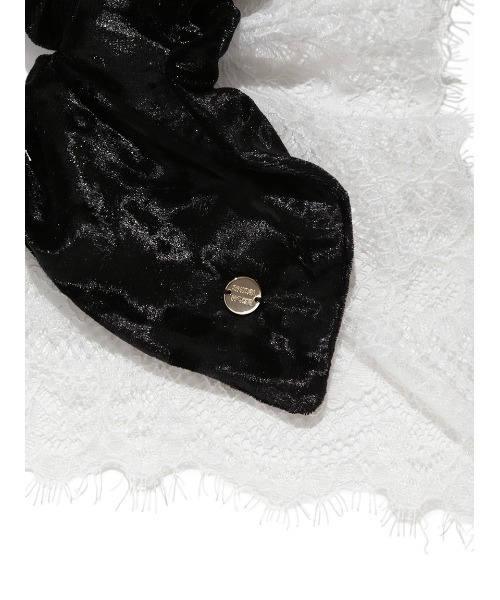 SNIDEL HOME（スナイデルホーム）の「ベロアレースシュシュ（シュシュ・レディース・ピンクベージュ/ブラック/ドット・F）」の6枚目の写真