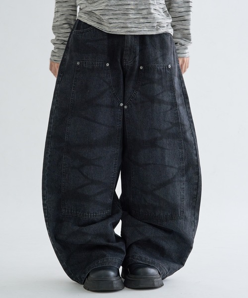 セール】13OZ-Double knee wide buggy denim / ダブルニーワイドバギー セール】13OZ-Double knee wide buggy denim / ダブルニーワイドバギー
