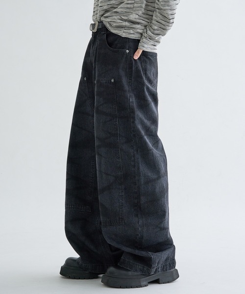 セール】13OZ-Double knee wide buggy denim / ダブルニーワイドバギー
