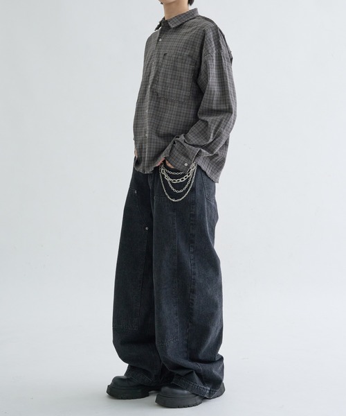 セール】13OZ-Double knee wide buggy denim / ダブルニーワイドバギー