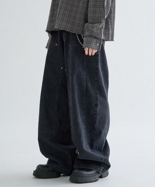 セール】13OZ-Double knee wide buggy denim / ダブルニーワイドバギー
