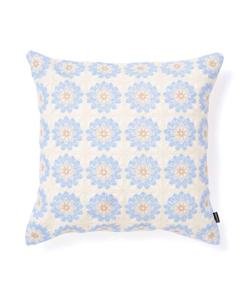 マシンクロシェ クッションカバー 450×450 ホワイト×ブルー（022