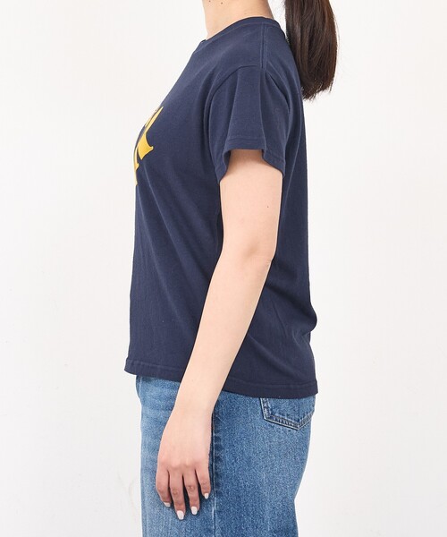 abahouse mavie（アバハウスマヴィ）の「【コットン100％】甘編み天竺フロッキープリントTシャツ/半袖/夏服/ロゴT（Tシャツ/カットソー・レディース・ネイビー/イエロー/ホワイト・フリー）」の14枚目の写真