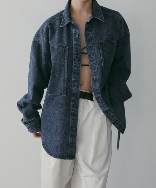 anuke（アンヌーク）の「Denim Over Shirts（シャツ/ブラウス・レディース・ホワイト/ブルー・FREE）」の4枚目の写真