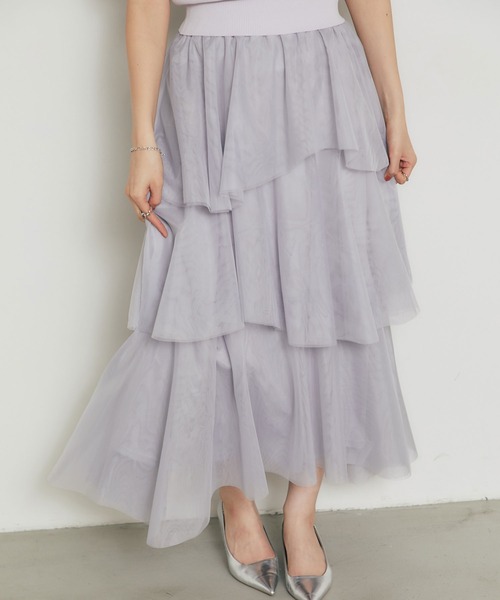 &. NOSTALGIA（アンドドットノスタルジア）の「ランダムヘムチュールティアードスカート（スカート・レディース・ライトグレー/アイボリー・M）」の2枚目の写真