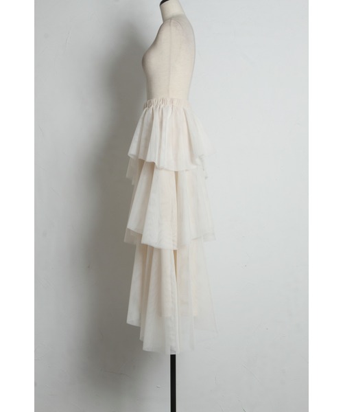 &. NOSTALGIA（アンドドットノスタルジア）の「ランダムヘムチュールティアードスカート（スカート・レディース・ライトグレー/アイボリー・M）」の21枚目の写真