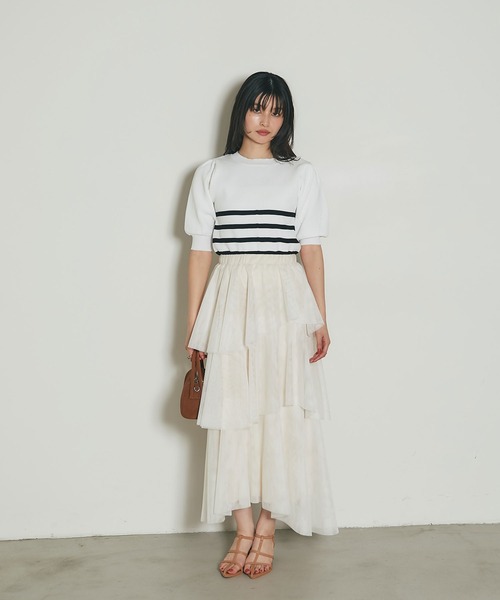 &. NOSTALGIA（アンドドットノスタルジア）の「ランダムヘムチュールティアードスカート（スカート・レディース・ライトグレー/アイボリー・M）」の3枚目の写真