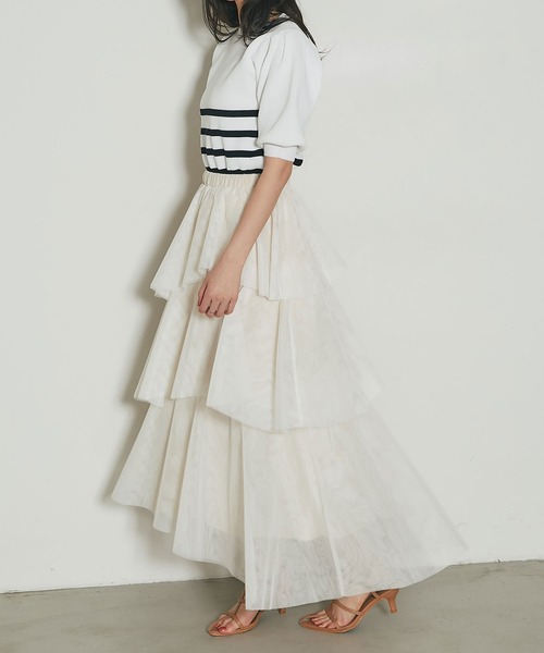 &. NOSTALGIA（アンドドットノスタルジア）の「ランダムヘムチュールティアードスカート（スカート・レディース・ライトグレー/アイボリー・M）」の4枚目の写真