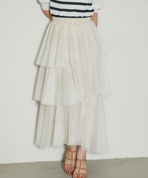 &. NOSTALGIA（アンドドットノスタルジア）の「ランダムヘムチュールティアードスカート（スカート・レディース・ライトグレー/アイボリー・M）」の8枚目の写真