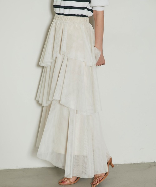 &. NOSTALGIA（アンドドットノスタルジア）の「ランダムヘムチュールティアードスカート（スカート・レディース・ライトグレー/アイボリー・M）」の9枚目の写真
