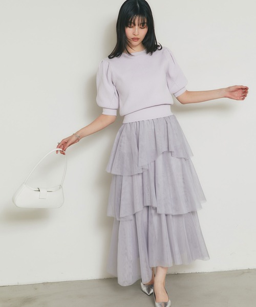 &. NOSTALGIA（アンドドットノスタルジア）の「ランダムヘムチュールティアードスカート（スカート・レディース・ライトグレー/アイボリー・M）」の10枚目の写真