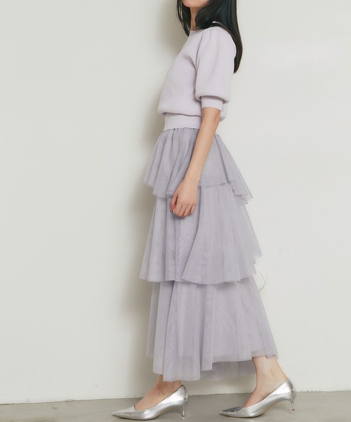 &. NOSTALGIA（アンドドットノスタルジア）の「ランダムヘムチュールティアードスカート（スカート・レディース・ライトグレー/アイボリー・M）」の11枚目の写真