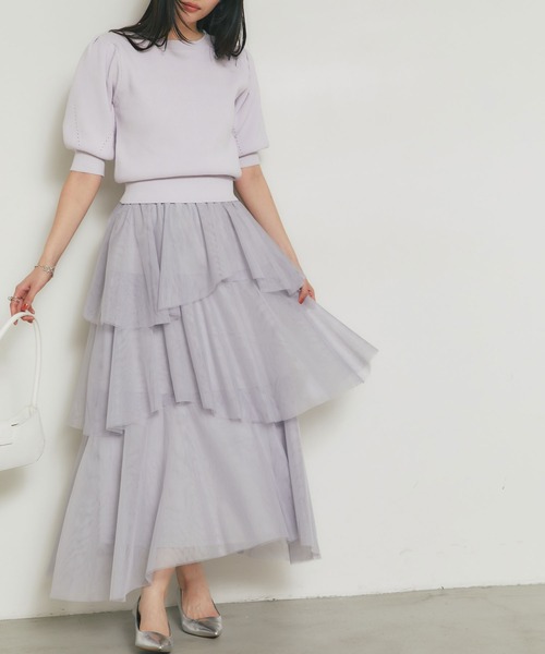 &. NOSTALGIA（アンドドットノスタルジア）の「ランダムヘムチュールティアードスカート（スカート・レディース・ライトグレー/アイボリー・M）」の12枚目の写真