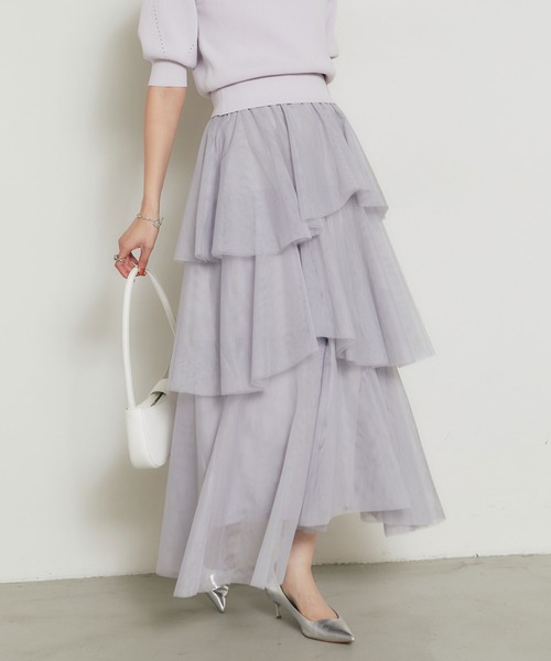 &. NOSTALGIA（アンドドットノスタルジア）の「ランダムヘムチュールティアードスカート（スカート・レディース・ライトグレー/アイボリー・M）」の13枚目の写真