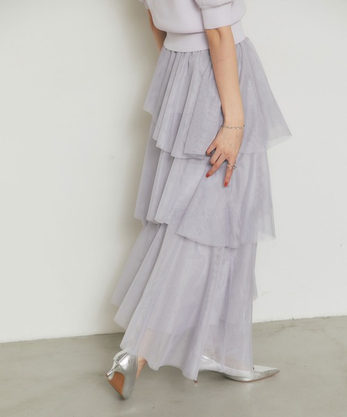 &. NOSTALGIA（アンドドットノスタルジア）の「ランダムヘムチュールティアードスカート（スカート・レディース・ライトグレー/アイボリー・M）」の15枚目の写真