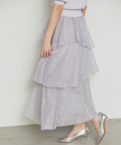 &. NOSTALGIA（アンドドットノスタルジア）の「ランダムヘムチュールティアードスカート（スカート・レディース・ライトグレー/アイボリー・M）」の16枚目の写真