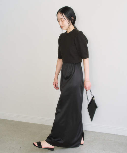 plage（プラージュ）の「MY_silk satin スカート（スカート・レディース・ブラック/ブラウン・34）」の9枚目の写真