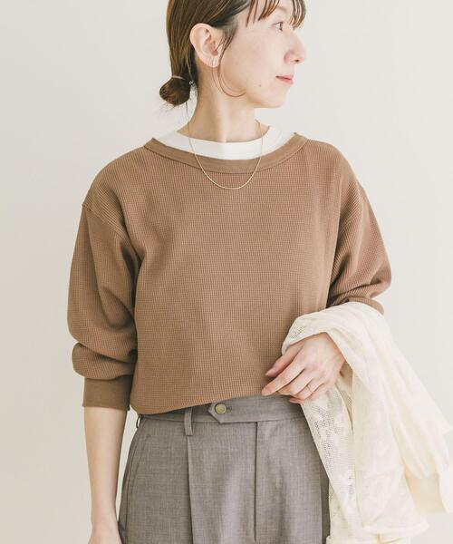 ITEMS URBANRESEARCH(アイテムズ アーバンリサーチ)の「2WAYワッフルプルオーバー(Tシャツ/カットソー・レディース・ホワイト系その他/チャコールグレー/モカ・FREE)」の3枚目の写真