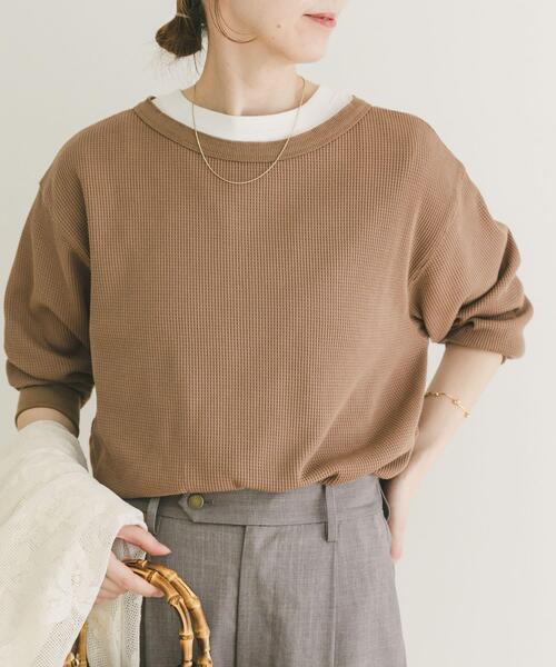 ITEMS URBANRESEARCH(アイテムズ アーバンリサーチ)の「2WAYワッフルプルオーバー(Tシャツ/カットソー・レディース・ホワイト系その他/チャコールグレー/モカ・FREE)」の11枚目の写真