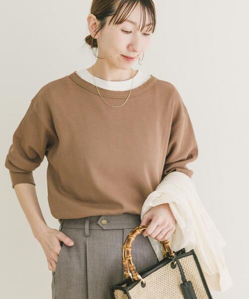 ITEMS URBANRESEARCH(アイテムズ アーバンリサーチ)の「2WAYワッフルプルオーバー(Tシャツ/カットソー・レディース・ホワイト系その他/チャコールグレー/モカ・FREE)」の13枚目の写真