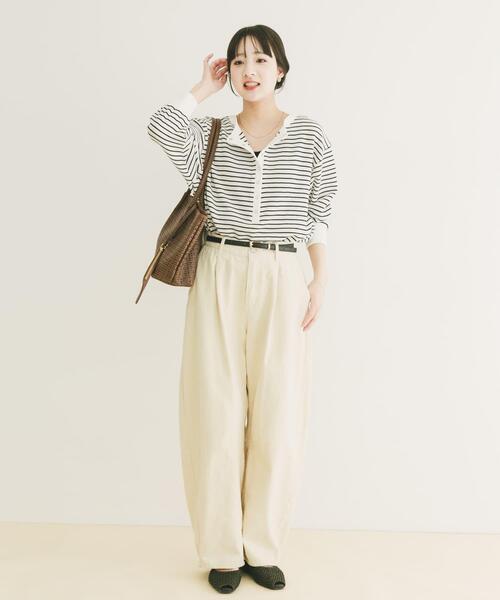 ITEMS URBANRESEARCH(アイテムズ アーバンリサーチ)の「2WAYワッフルプルオーバー(Tシャツ/カットソー・レディース・ホワイト系その他/チャコールグレー/モカ・FREE)」の12枚目の写真