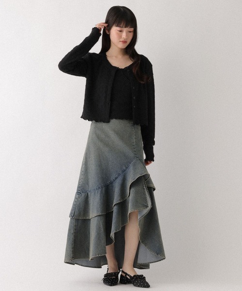 Heather（ヘザー）の「レースカットカーディガン/キャミ2P　660221（アンサンブル・レディース・ブラック/アイボリー/ピンク・FREE）」の10枚目の写真