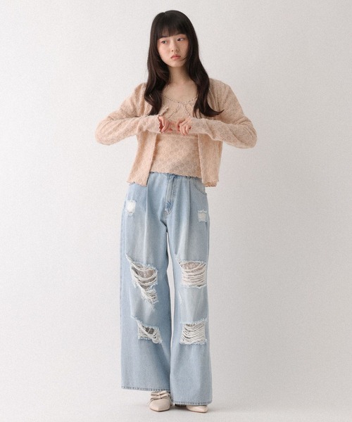 Heather（ヘザー）の「レースカットカーディガン/キャミ2P　660221（アンサンブル・レディース・ブラック/アイボリー/ピンク・FREE）」の14枚目の写真